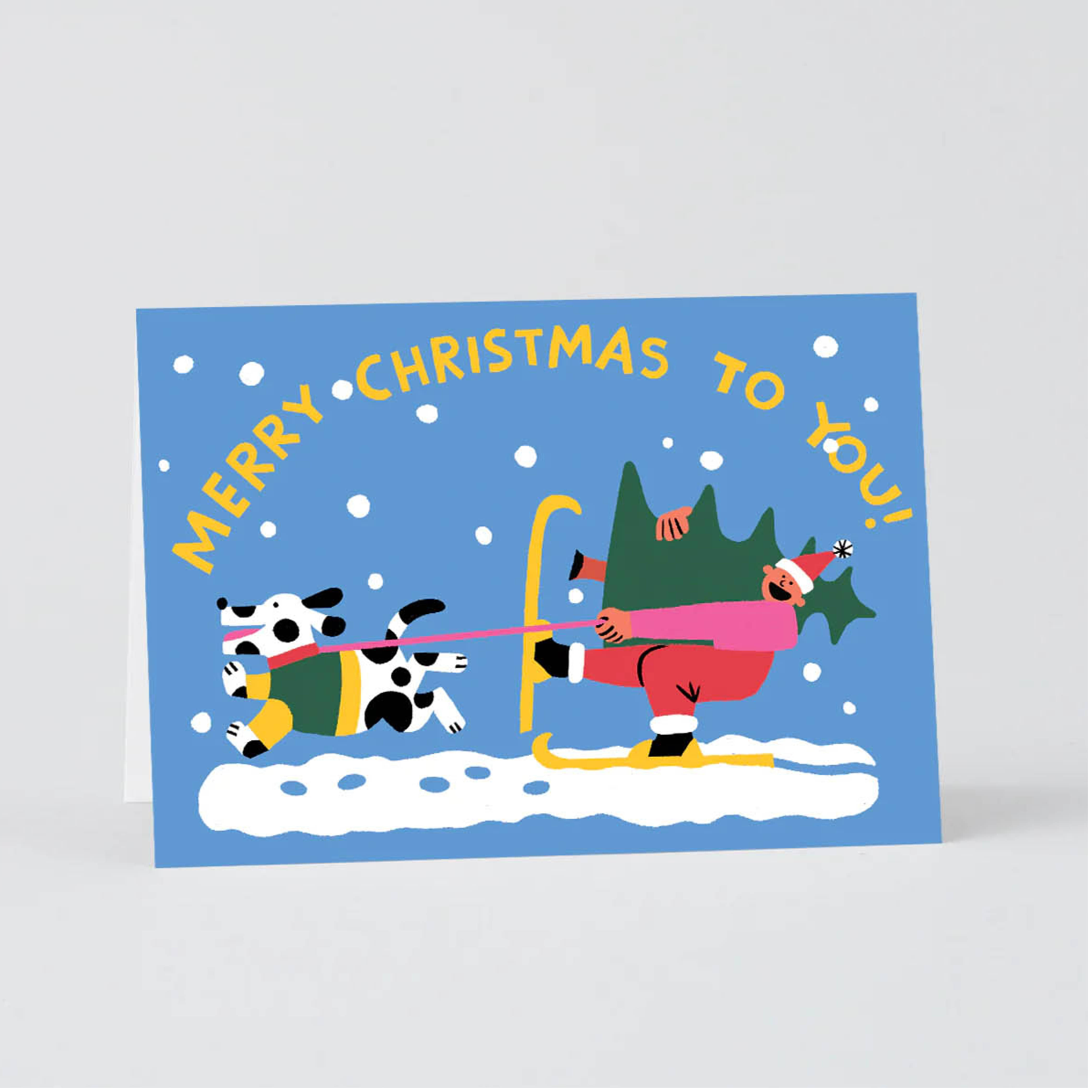 [WRAP] Merry Christmas Skiing Embossed Christmas Card